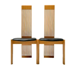 Post-Modern Slatted High Back Dining Room Chairs by Pietro Costantini, 1980s